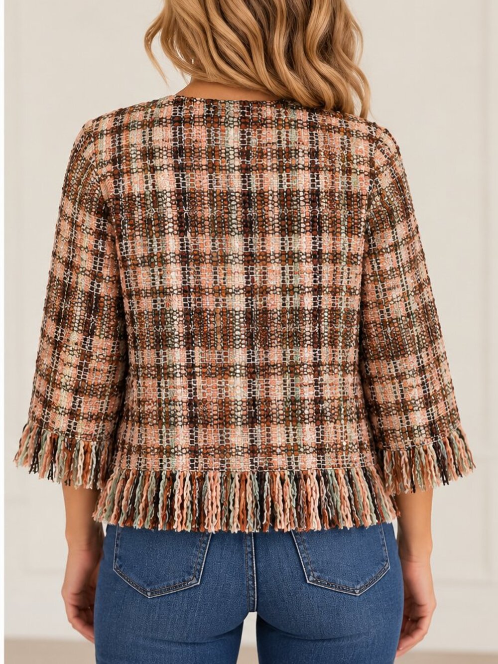 Anthropologie Multicolor Tweed Fringe Jacket – Size M